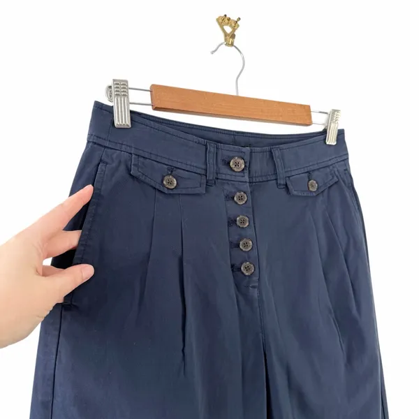 J. Crew Pleated Button Front Pants in Chino Navy Blue Size 2 NWT - Image 5