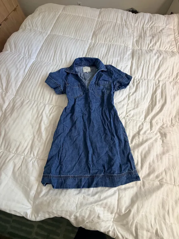 Habitual dark blue denim short sleeve collared mini dress Size XS - Image 7