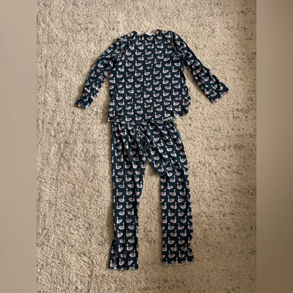 Roller Rabbit Swan Print Pajama Set Size‎ XS Pima Cotton Navy Blue - Image 8