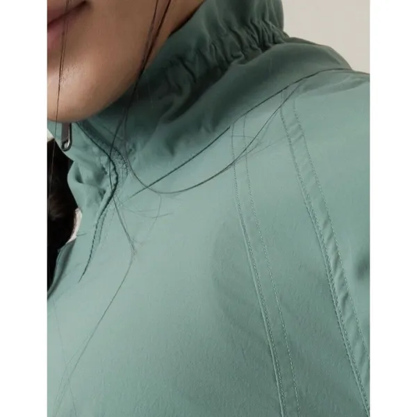 NEW Athleta L Advantage Poplin Top Teal Breathable Zip Pockets Ventilation Large - Image 8