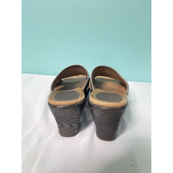 KRAVINGS Brown LEATHER HEELED CLOGS WOMENS SIZE 10M S-399‎ - Image 3