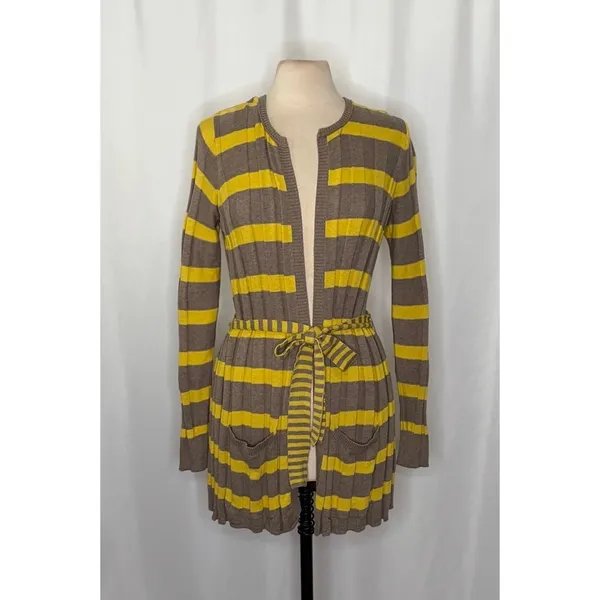 Anthropologie MAPLE Silk Switching Lanes Belted Cardigan Sweater‎ Pleated Large - Image 2