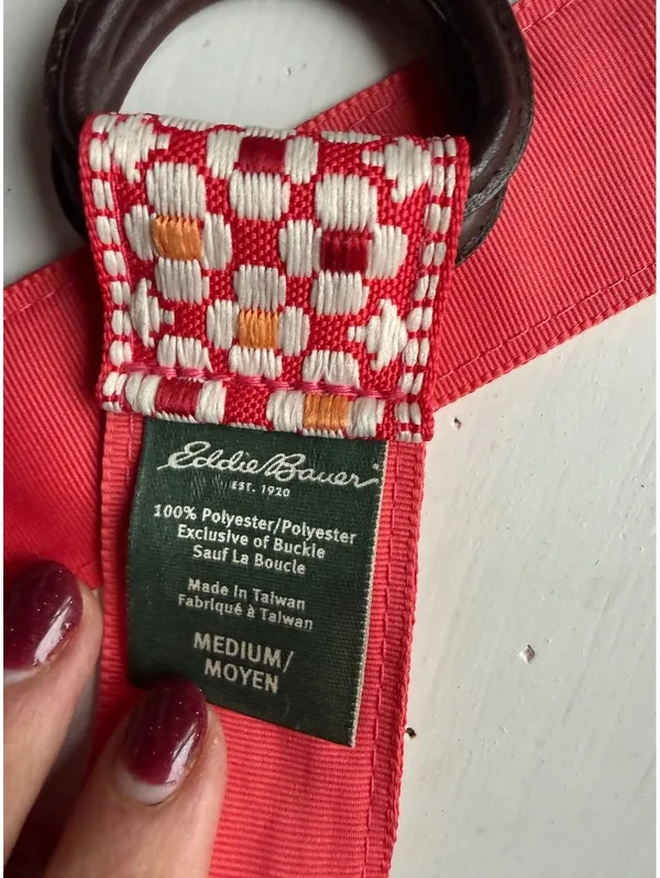Eddie Bauer Medium Red and White Patterned Belt - Image 2