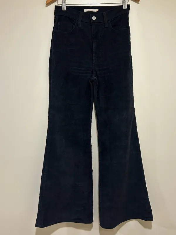 Levi's Ribcage Bell Black Corduroy Flare Pants Size 27 - Image 2