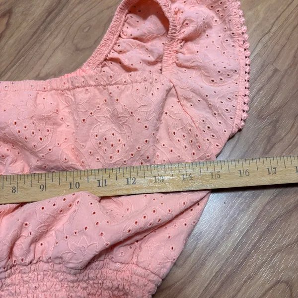 Happily Grey Eyelet Crop Top Women S Peach Fruit‎ Smocked Boho Cottage Prairie - Image 6