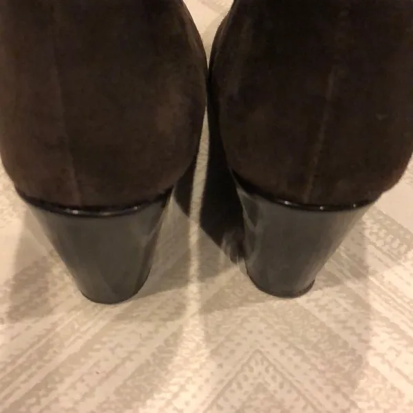 Taryn Rose Brown Suede Wedge Low Boots - Image 4