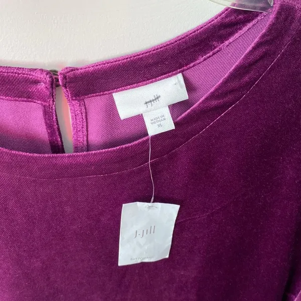 NWT J.Jill Velvet Shift Dress XL Jewel Purple Elbow Puff Sleeve Cocktail Holiday - Image 7