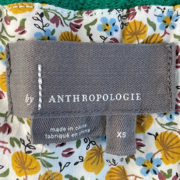 Anthropologie Off Shoulder Ruffle Green Top Sz XS - Image 9