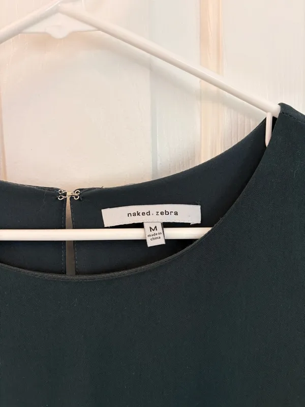 Naked Zebra Classic Dark Green Short-Sleeve Shift Dress - Image 2