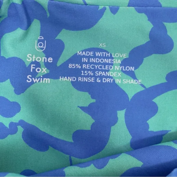 Stone Fox Swim Sumatra Bikini‎ Bottom Ocean Bloom Blue High Rise Cheeky Size XS - Image 6