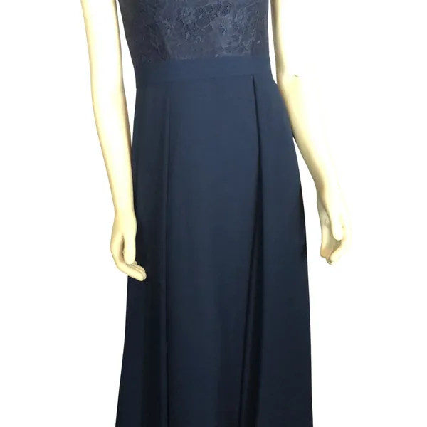 Azazie Navy Lace Chiffon Open Back Bridesmaid Formal Maxi Gown X Small - Image 11