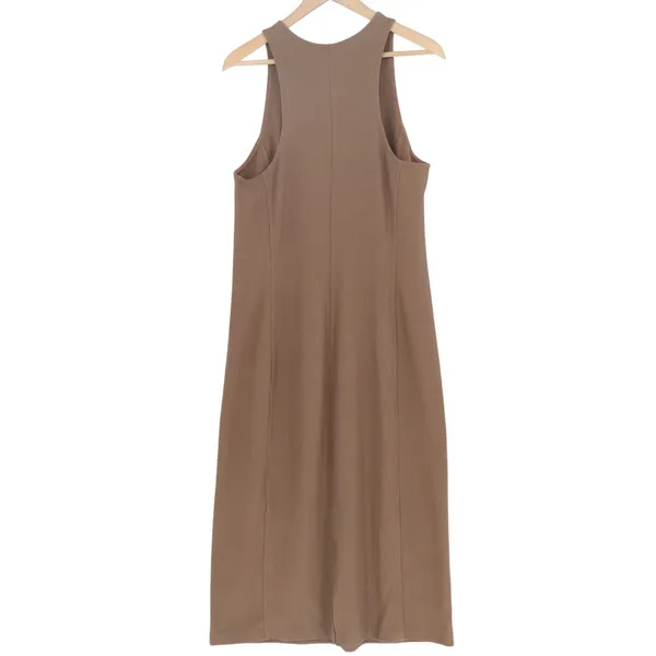 Athleta Midi Shift Dress Women Large Brown Ribbed Round Neck Sleeveless Pullover - Image 4