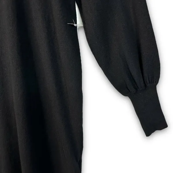 NEW WAYF Turtleneck Knit Sweater Dress Mini Length Balloon Sleeve Black Medium - Image 4