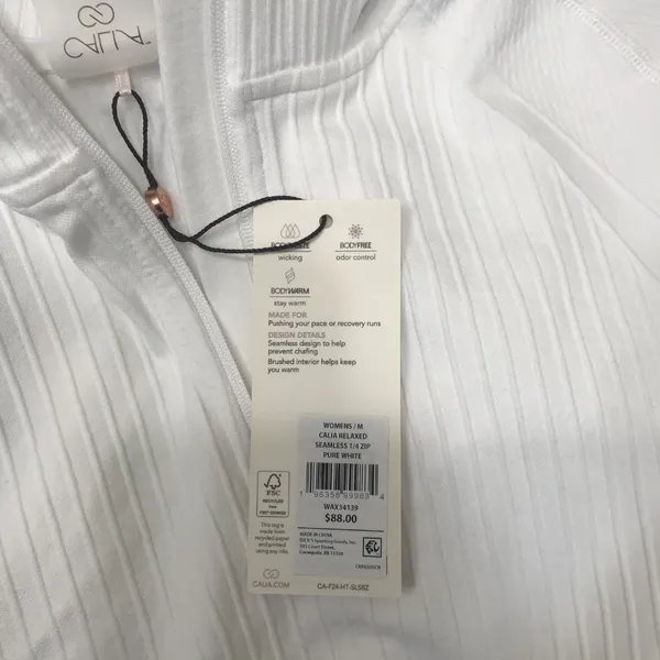 Calia Women's Relaxed Seamless 1/4 Zip Long Sleeve in Pure White size M NWT - Image 5