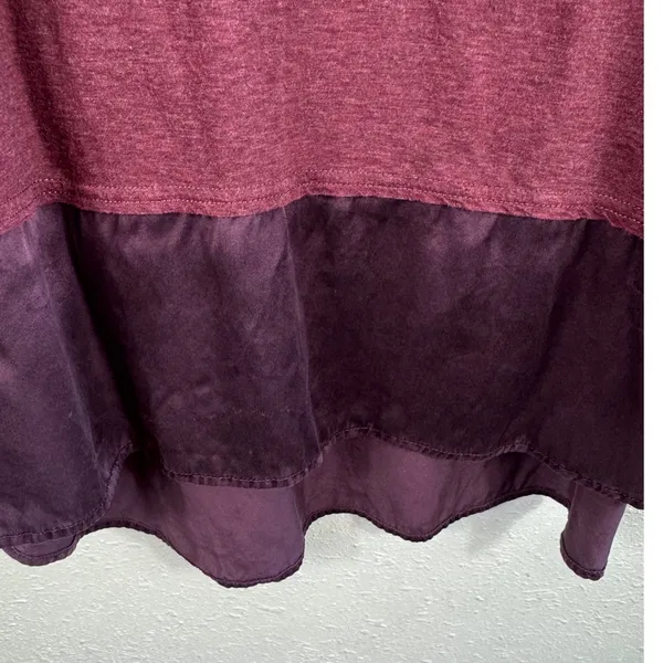 Worth‎ New York Womens Plum Burgundy Silk Trim Knit Long Sleeve Top Large - Image 3