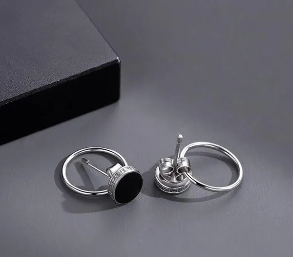 925 Silver Plated Silver Hoop Earrings for Men Women,Punk Hip Hop Earrings - Image 2