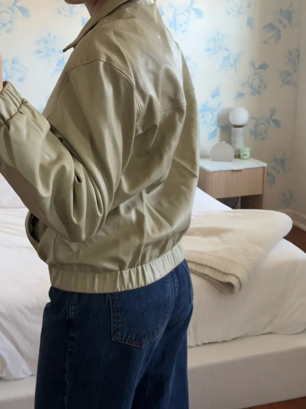 Oak + Fort Faux Leather Jacket Green - Image 3