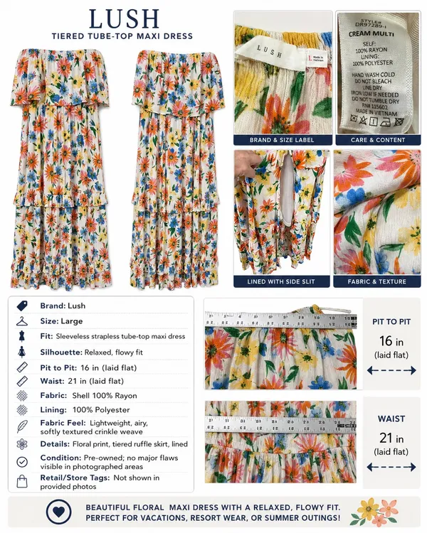 Lush Clothing 840 Floral Strapless Tube Top Maxi Dress - Image 14