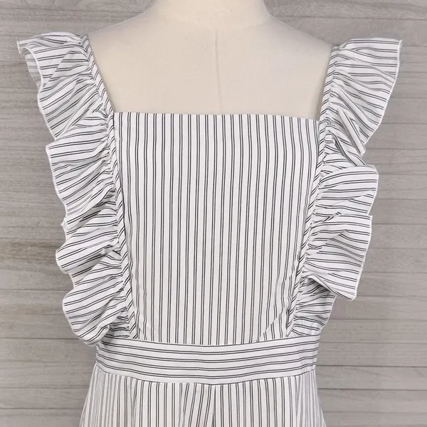 ALLIE ROSE Striped Sleeveless Ruffle Jumpsuit White/Black-Large - Image 2