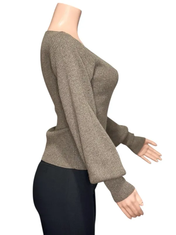 REFORMATION Hart Cashmere Sweater, Cocoa, Medium - Image 8