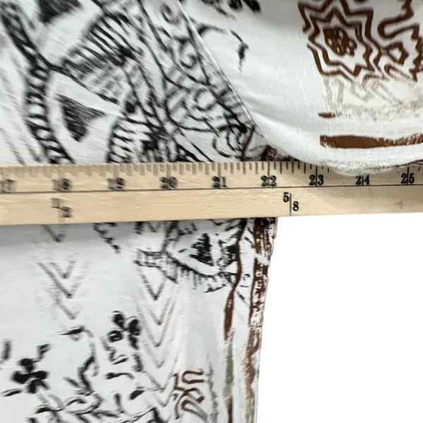 Chicos Shirt‎ Womens US L 2 White Black Floral Linen Shacket Art To Wear Blouse - Image 5