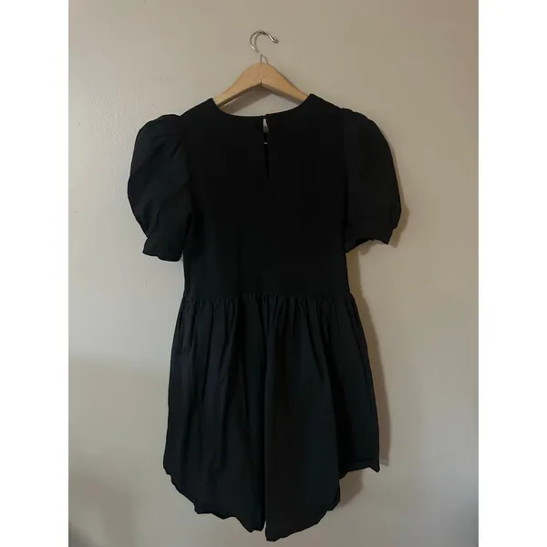 English Factory Black Puff Sleeve High Low Knit Combo Mini Dress Size M - Image 10