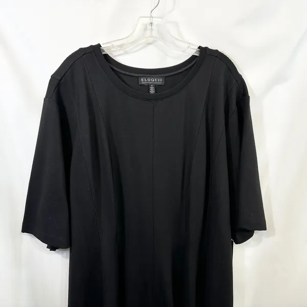 Eloquii Plus Sz 24 Maxi‎ Dress Heavy Black Short Sleeve Princess Seam Formal 197 - Image 3