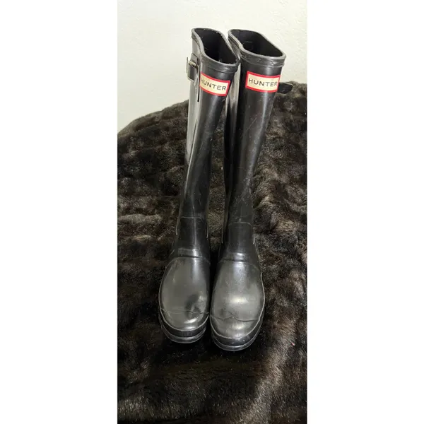 Hunter Original Women's Tall Rain Boots - Black Size 8 wellies - Image 2