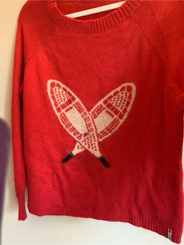 Woolrich Red Crewneck Sweater Top Shirt Women Size Large Winter Wool Blouse - Image 2