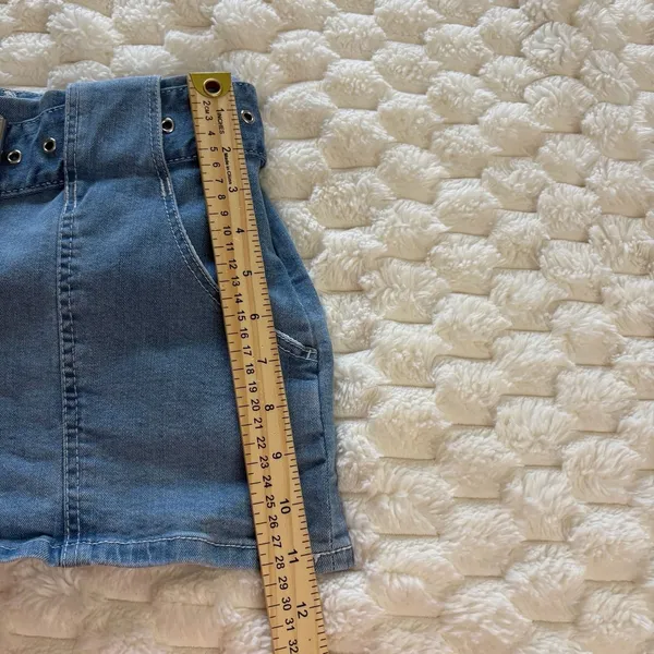 Love Tree Y2K Belted Blue Denim Micro Mini Skirt Side Zip Pockets Medium Wash Wo - Image 4
