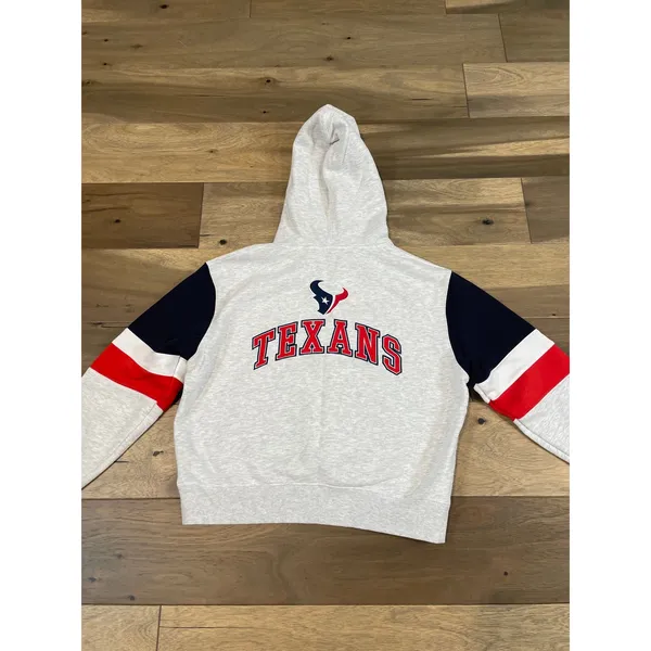 NFL Hoodie Size M Womens Gray Navy Trim Texans Embroidered Logo Cotton - Image 6