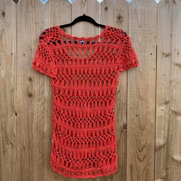 Crochet mini dress beach‎ spring summer hot size small y2k whimsy hippy - Image 3