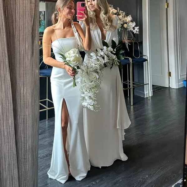 BHLDN White Anthropologie Wedding Line Crepe Strapless Gown Maxi Dress - Image 4