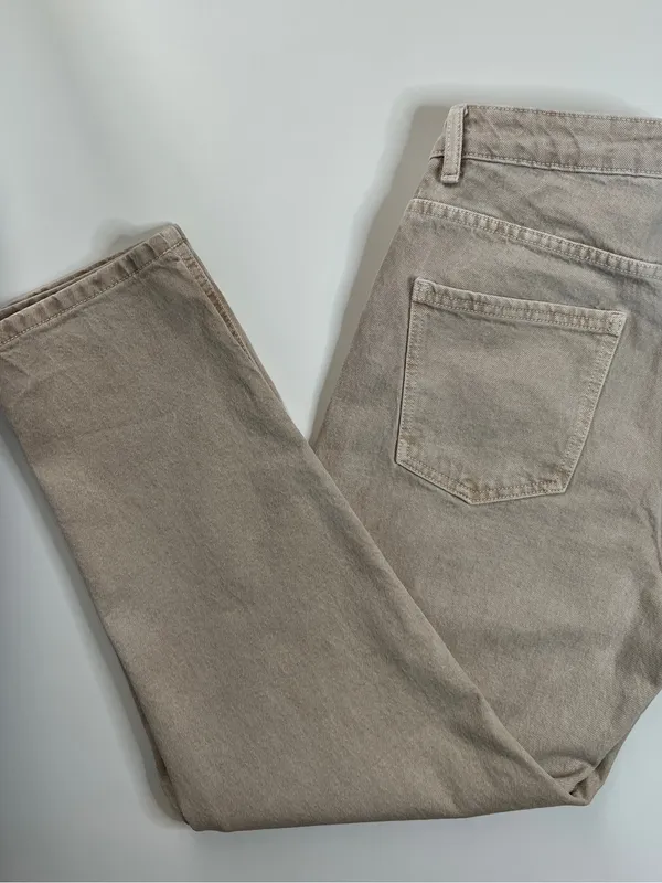 ZARA Z1975 Beige High Rise Mom Fit Ankle Straight Leg Jeans Size 6 - Image 8