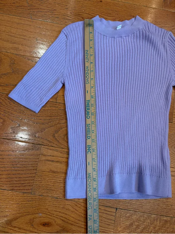 Uniqlo 100% Wool Ribbed Mock Neck Knit Top Lavender Purple Size Medium - Image 3