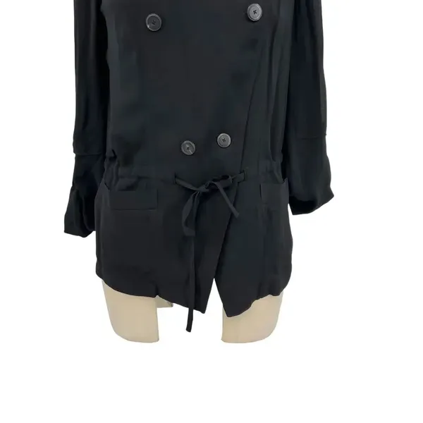 Aritzia‎ Babaton Hamelin Jacket Crepe Draped Button Drawstring Black Size XS - Image 6