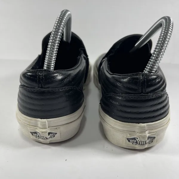 Vans Classic Slip-On Moto Leather Black Quilted Shoes - Women's 7 / Men's 5.5 - Image 4
