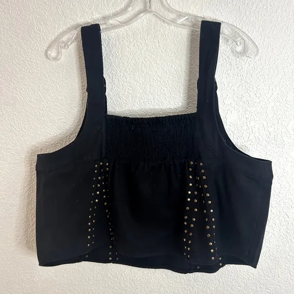 Free People Ricki Studded Top In Midnight Combo Womens Size Large Black NWT NEW - Image 4