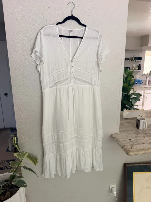 Rails white flowy tiered short sleeve cotton midi dress L. - Image 8