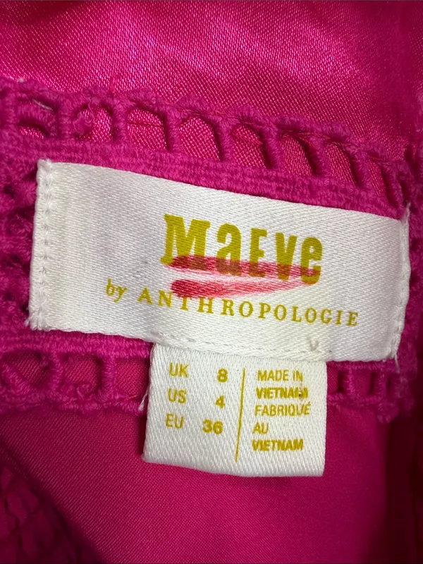 Maeve Anthropologie Bow-Tie Satin Mini Dress Pink. Size 4 - Image 8
