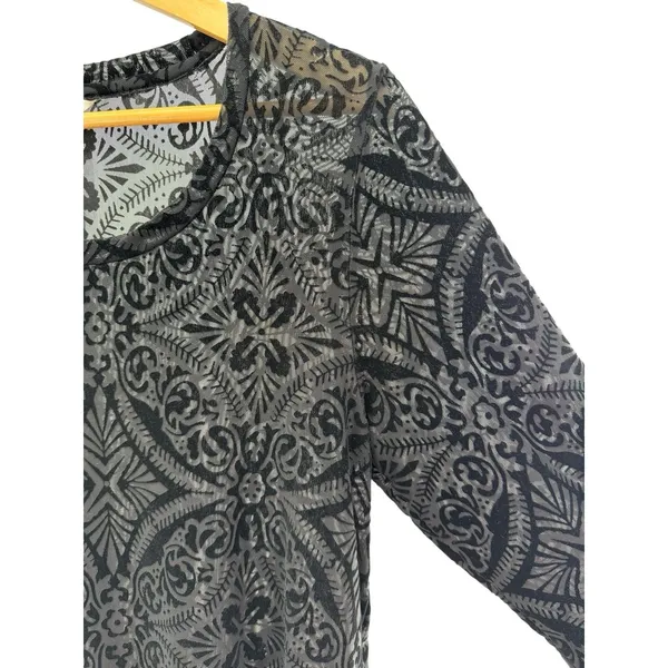 Ariat Black Burnout Velvet Sheer‎ Tunic Top Women's M Boho Western Long Sleeve - Image 2