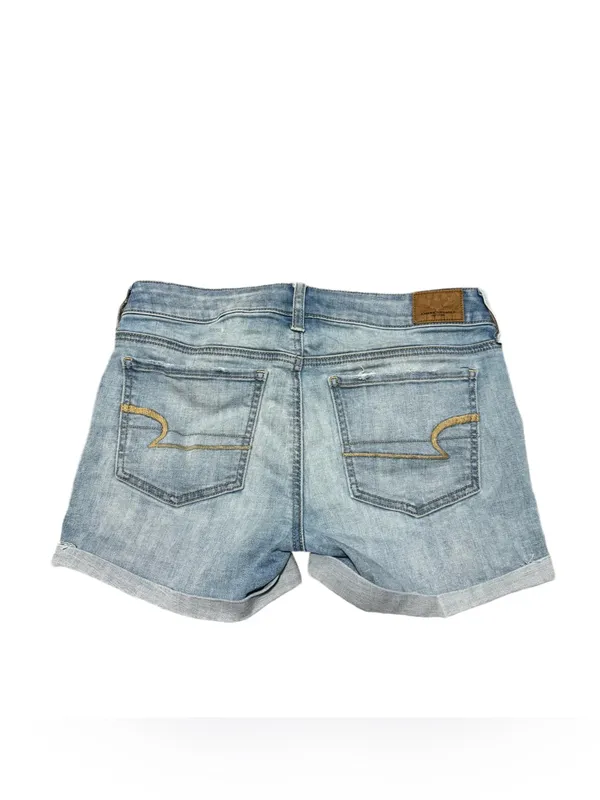 American Eagle Jean Shorts Women's 4 Light Wash Denim Medium Rise Cuffed Stretch - Image 2
