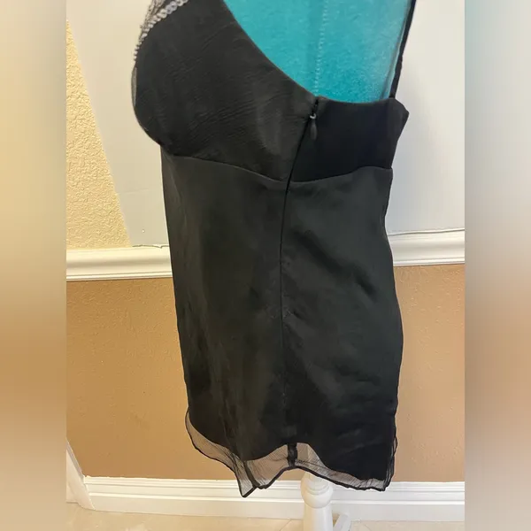 Laundry by Shelli Segal 100%‎ Silk Black Handkerchief Hem Cami Top Size M - Image 4