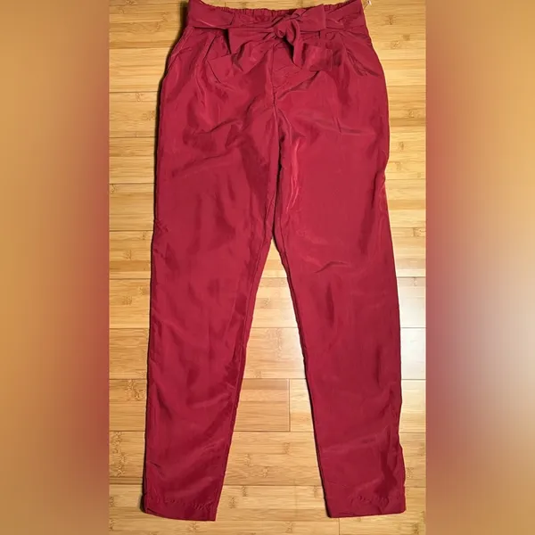 Old Navy Womens Strawberry Tropix High Rise Belted Paper Bag Pull-On Pants|Sz:S - Image 15