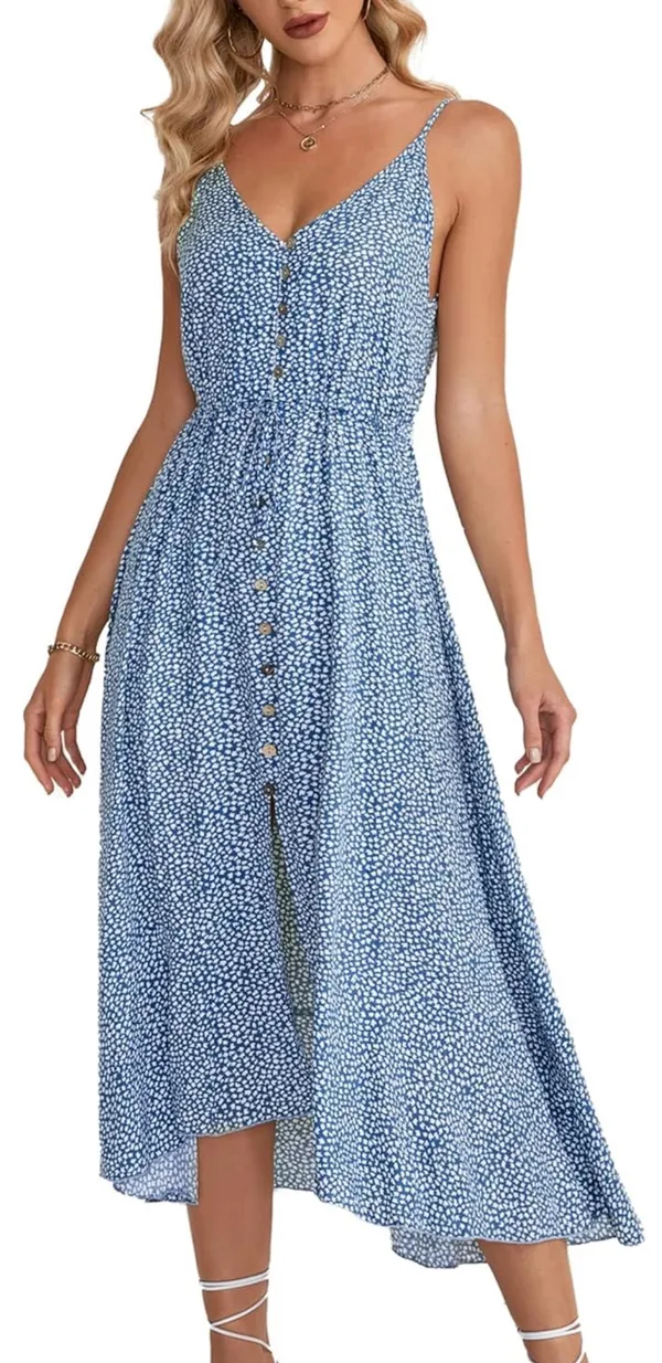 Light Blue Floral Flowy Midi Sundress Size L - Image 2