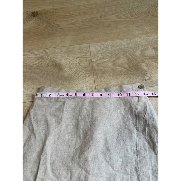 EUC Eileen Fisher Delave 100% Linen Wrap Skirt Beige Coastal MADE IN USA size S - Image 8