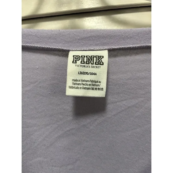VS PINK Lavender/Gray V Neck Long Sleeve Top Size L‎ Oversized Lightweight - Image 4