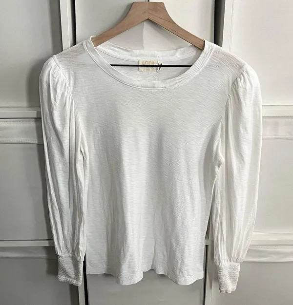 Nation LTD Loren Smocked Tee in White - Image 7