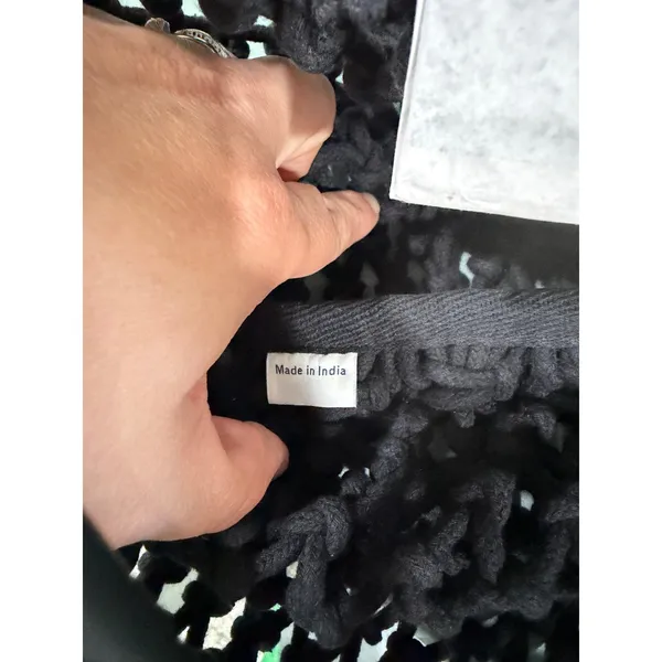 Clare V Black Sandy Tote Bag Cotton Rope Macrame Leather Handles NWT - Image 9