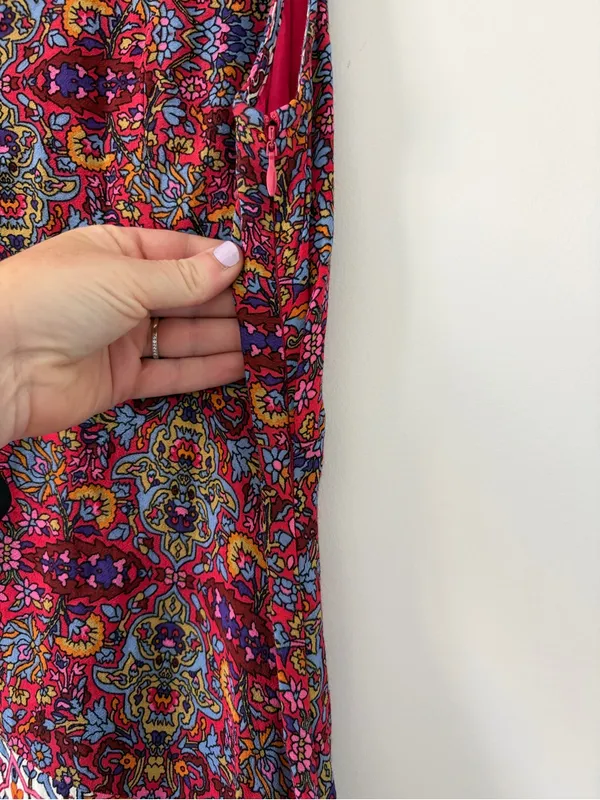 Anthropologie Maeve Violette Sleeveless Asymmetrical Hem Paisley Pink Red Dress - Image 5